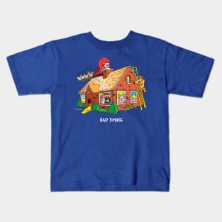 Santa Lands On Three Little Pigs' Roof Kids T-Shirt